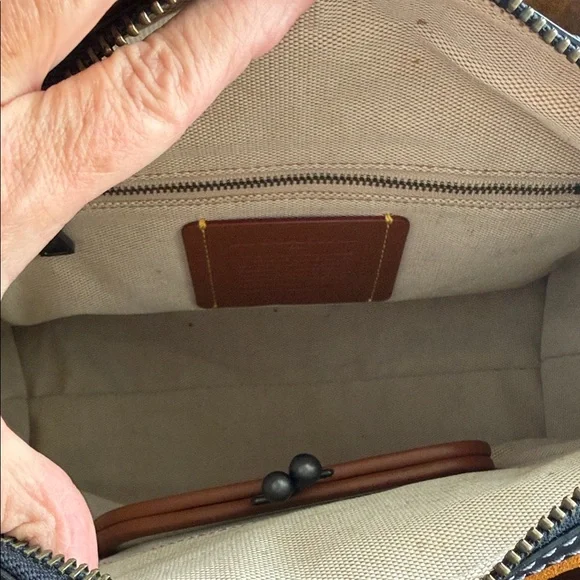 Coach 1941 Varsity Patch Rogue Leather Handbag with Orange Handles and Patches - Picture 5 of 10